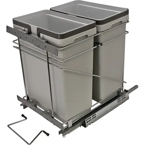 Waste Bin Pull-Out, Salice, Double 30 l / 30 l 2 x 32 qt. 381 mm QPAM15228C 15" opening (width) 15" for 15" opening, model QPAM15228C Steel / Plastic