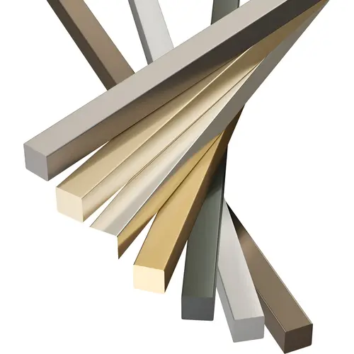 Cabinet Accent Bar, Aluminum Material, 1/4" Width, 1/4" Depth, 72" Height, Satin And Brushed Brass Finish