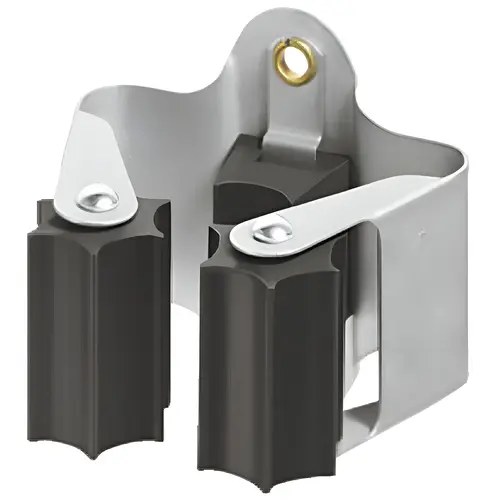Broomstick Holder, Steel And Rubber Material, Screw-Mounted, 2" Width, 1-9/16" Depth, 1-15/16" Height, Standard Spring Steel