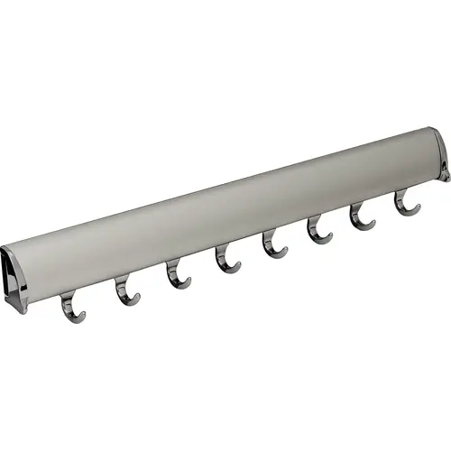 Belt Rack, TAG Synergy Elite Collection, 8 Hook, 17 15/16" With full extension slide, Matt aluminum, with chrome hooks and end caps Matt aluminum Hooks & End Caps: Chrome Belt Rack, TAG Synergy Elite Collection, 8 Hook, 17 15/16" With full extension slide, Matt aluminum, with chrome hooks and end caps Matt aluminum Hooks & End Caps: Chrome