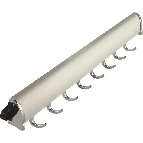 Fixed Accessory Rack, TAG Synergy Elite Collection, 8 Hook, 19 1/4" Matt aluminum with chrome hooks and end caps Matt Aluminum Hooks & End Caps: Chrome Fixed Accessory Rack, TAG Synergy Elite Collection, 8 Hook, 19 1/4" Matt aluminum with chrome hooks and end caps Matt Aluminum Hooks & End Caps: Chrome