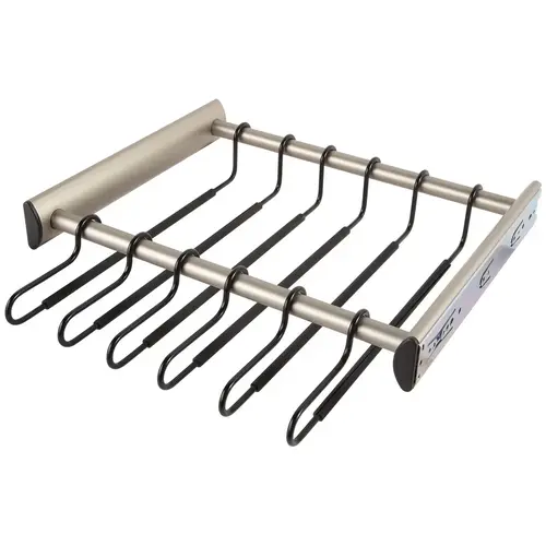 12 Hanger Pants Rack Pull-out, TAG Synergy Collection, 18" With Full Extension Slide, Matt Nickel Matt nickel 12 Hanger Pants Rack Pull-out, TAG Synergy Collection, 18" With Full Extension Slide, Matt Nickel Matt nickel