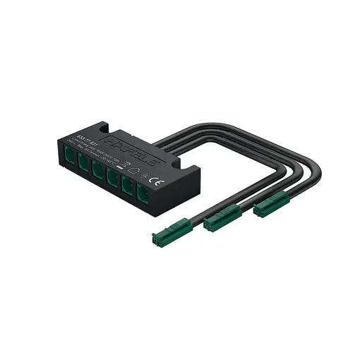 Adapter, Hafele Loox5, RGB, Hafele Loox5, for Hafele Connect Mesh 6-way distributor for Hafele Connect Mesh 6-way distributor, 120 W, Voltage 24 V, max. connected wattage 90 W Black Adapter, Hafele Loox5, RGB, Hafele Loox5, for Hafele Connect Mesh 6-way distributor for Hafele Connect Mesh 6-way distributor, 120 W, Voltage 24 V, max. connected wattage 90 W Black