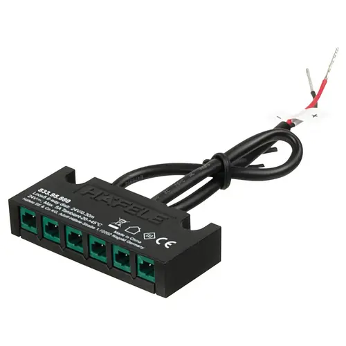 6-Way Distributor, with Bare Wire Ends for Hardwired Applications 24 V 24 V Black 6-Way Distributor, with Bare Wire Ends for Hardwired Applications 24 V 24 V Black