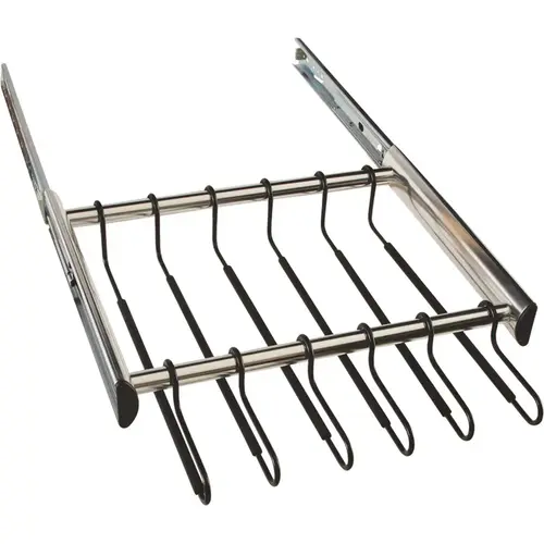 12 Hanger Pants Rack Pull-out, TAG Synergy Collection, 18" With Full Extension Slide, Polished Chrome Polished chrome 12 Hanger Pants Rack Pull-out, TAG Synergy Collection, 18" With Full Extension Slide, Polished Chrome Polished chrome