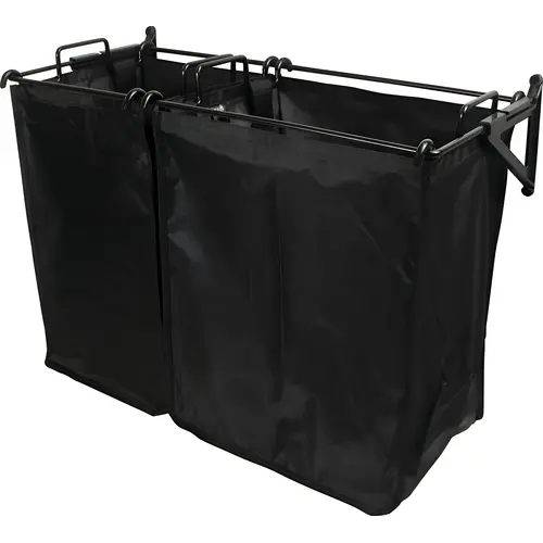 Tilt-Out Hamper, Tag Synergy Collection, 30" Width, 2 Bins, 1 Large And 1 Small Bag, Black Epoxy-Coated Finish