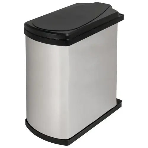 Side Panel/Door Mounted Waste Bin, Hailo Uno (Rectangular) 17 5/16" 16" Installation behind hinged doors, Stainless steel/black Plastic, Stainless steel/black Side Panel/Door Mounted Waste Bin, Hailo Uno (Rectangular) 17 5/16" 16" Installation behind hinged doors, Stainless steel/black Plastic, Stainless steel/black