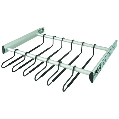 12 Hanger Pants Rack Pull-out, TAG Synergy Collection, 18" With Full Extension Slide, Matt Aluminum Matt Aluminum
