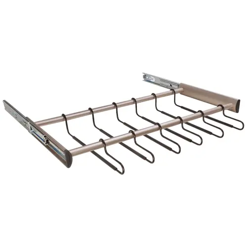 24 Hanger Pants Rack Pull-out, TAG Synergy Collection, 30" With Full Extension Slide, Matt Nickel Matt nickel 24 Hanger Pants Rack Pull-out, TAG Synergy Collection, 30" With Full Extension Slide, Matt Nickel Matt nickel