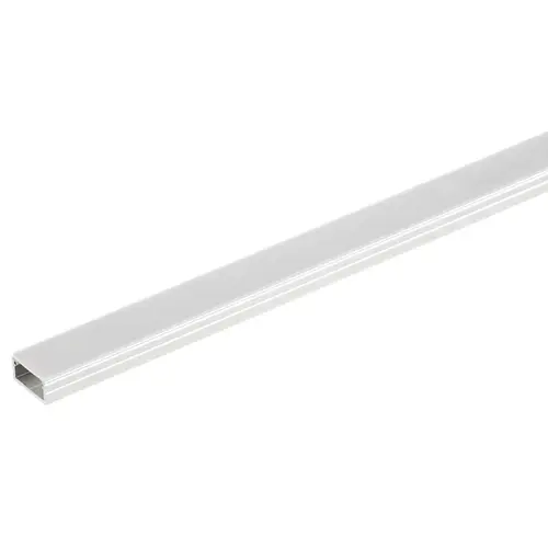 Aluminum Profile, Hafele Loox5 Profile 2190, for LED strip lights with shallow surface mounting with flat lens 8.8 mm (3/8") Profile: Diffuser: milky