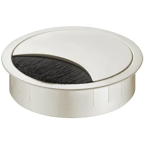 Metal Cable Grommet, Two-piece, Round 3 1/8" 80 mm Zinc alloy, with locking mechanism of the lid, height 21 mm, for workplace organization, Stainless steel effect, drill hole diameter: 80 mm Stainless steel effect Metal Cable Grommet, Two-piece, Round 3 1/8" 80 mm Zinc alloy, with locking mechanism of the lid, height 21 mm, for workplace organization, Stainless steel effect, drill hole diameter: 80 mm Stainless steel effect