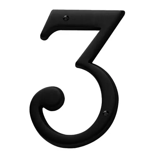 4-3/4" Carded House Number # 3 Flat Satin Black Finish 4-3/4" Carded House Number # 3 Flat Satin Black Finish