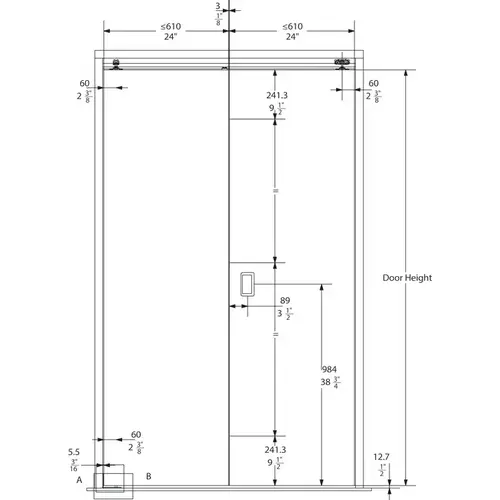 Sliding Set, Slido Classic Bifold 30 For 4 panels, 2 panels bifolding right and left, Without upper track Sliding Set, Slido Classic Bifold 30 For 4 panels, 2 panels bifolding right and left, Without upper track