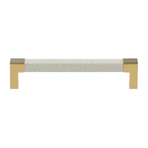 Handle, Zinc, Faux Leather 128 137 x 27 mm TAG Modern, Matt gold/winter, 128 mm CTC Base: matt, Inset: Winter Handle, Zinc, Faux Leather 128 137 x 27 mm TAG Modern, Matt gold/winter, 128 mm CTC Base: matt, Inset: Winter