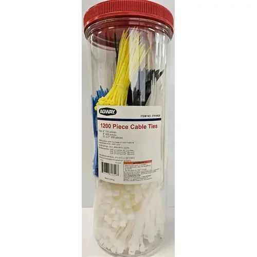 Cable Tie Assortment - 1,200 Pieces Cable Tie Assortment - 1,200 Pieces