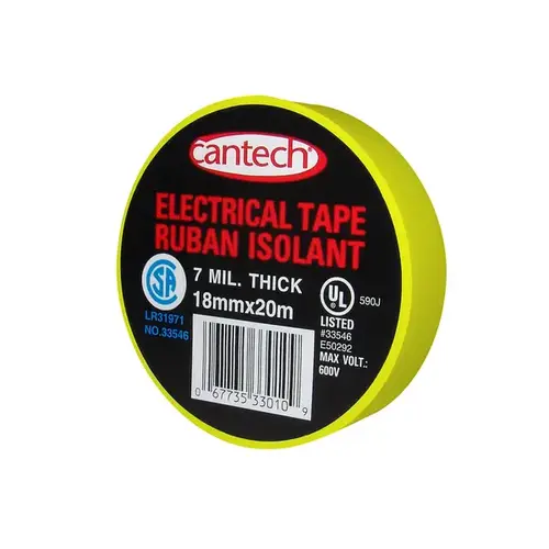 Vinyl Plastic Electrical Tape - Yellow - 3/4" x 66' Vinyl Plastic Electrical Tape - Yellow - 3/4" x 66'