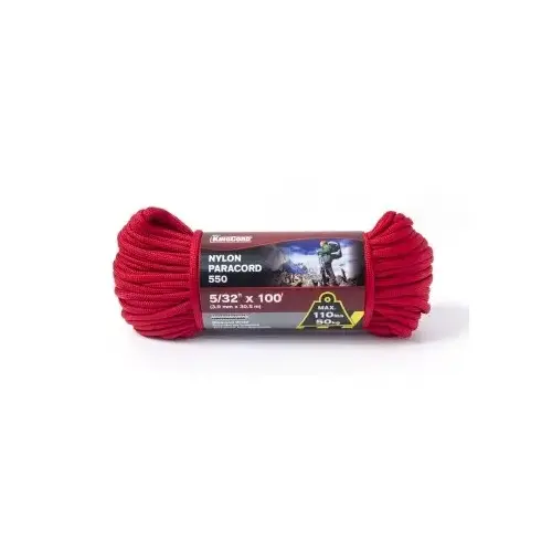 5/32" x 100 ft Red Nylon Paracord 5/32" x 100 ft Red Nylon Paracord