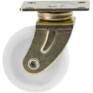 Shepherd - Floor Products 4266395N 1-1/4" Light-Duty Furniture Caster w/ Mounting Plate, White/Brass