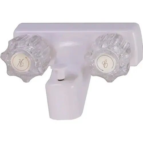 4 in. Non-Metal Tub/Shower Faucet with Diverter - White w/ 2 Crystal Handles