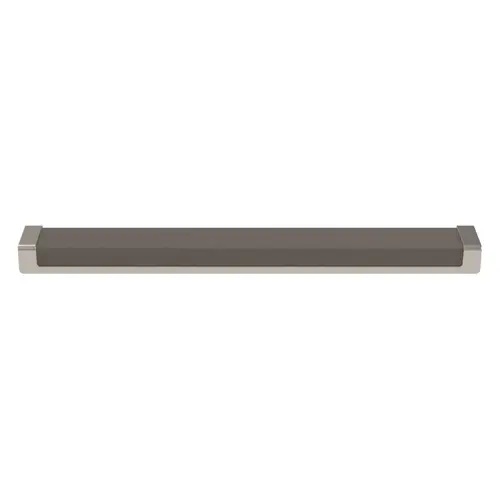 Handle, Zinc, Faux Leather 256 264 x 27 mm TAG Minimalist, Matt nickel/pewter, 256 mm CTC Base: Nickel colored, matt, Inset: Pewter Handle, Zinc, Faux Leather 256 264 x 27 mm TAG Minimalist, Matt nickel/pewter, 256 mm CTC Base: Nickel colored, matt, Inset: Pewter
