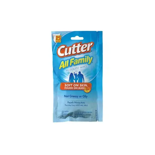 Cutter All Family Insect Repellent Mosquito Wipes - 15 Count White