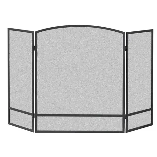 3 Panel Arch Screen With Double Bar For Fireplace Matte