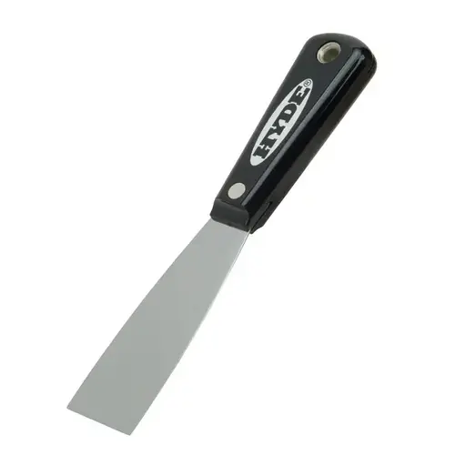 Black & Silver Putty Knife, 1-1/2 in W Blade, HCS Blade, Nylon Handle