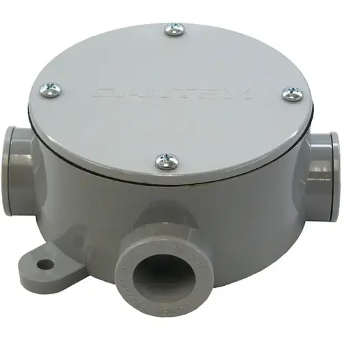 Junction Box 15-3/16 cu in Round PVC 1 gang Gray Gray Junction Box 15-3/16 cu in Round PVC 1 gang Gray Gray