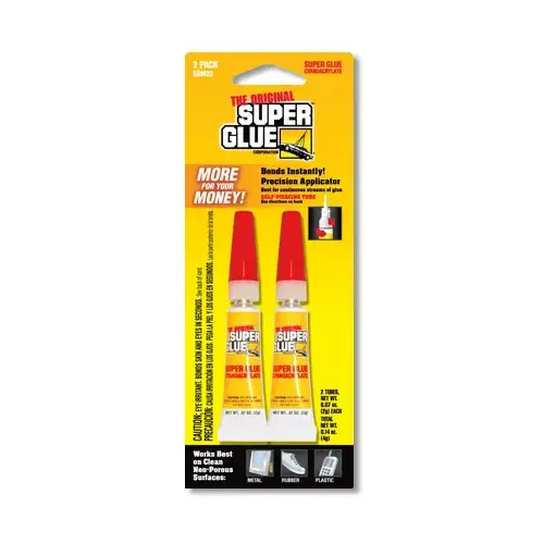 Super Glue Original Formula, Clear, 2 Gram Tubes pair