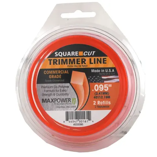 Trimmer Line Square One Commercial Grade 0.095" D X 40 ft. L Orange