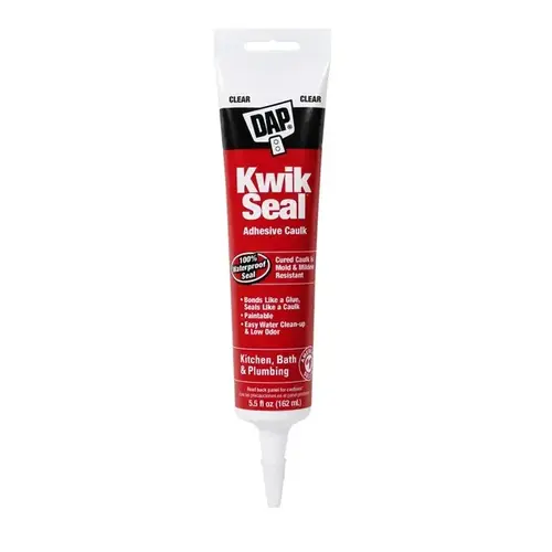 KWIK SEAL Kitchen & Bath Adhesive Caulks, 5 1/2 oz , Clear - pack of 12 KWIK SEAL Kitchen & Bath Adhesive Caulks, 5 1/2 oz , Clear - pack of 12