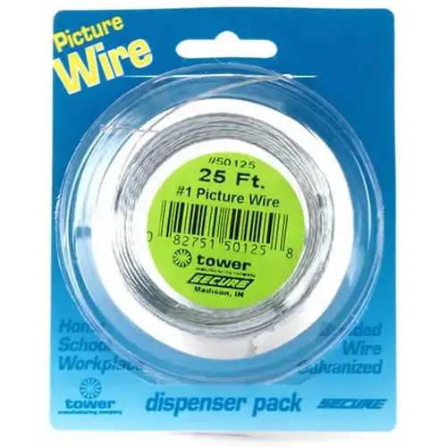 Picture Hanging Wire, 9 ft L, Galvanized Steel, 5 lb - pack of 12 Picture Hanging Wire, 9 ft L, Galvanized Steel, 5 lb - pack of 12