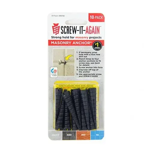 Masonry Anchor 1/4" D X 2" L Polypropylene Hex Head Masonry Anchor 1/4" D X 2" L Polypropylene Hex Head