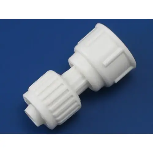 Tube Adapter, 1/2 x 7/8 in, PEX x Ballcock, Polyoxymethylene, White Tube Adapter, 1/2 x 7/8 in, PEX x Ballcock, Polyoxymethylene, White