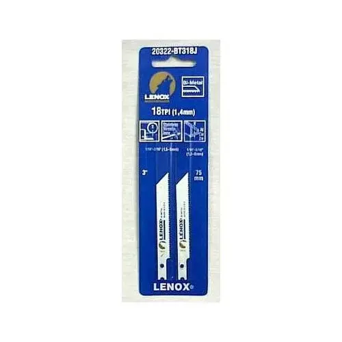 Jig Saw Blade, 3/8 in W, 3-5/8 in L, 18 TPI Pair Jig Saw Blade, 3/8 in W, 3-5/8 in L, 18 TPI Pair
