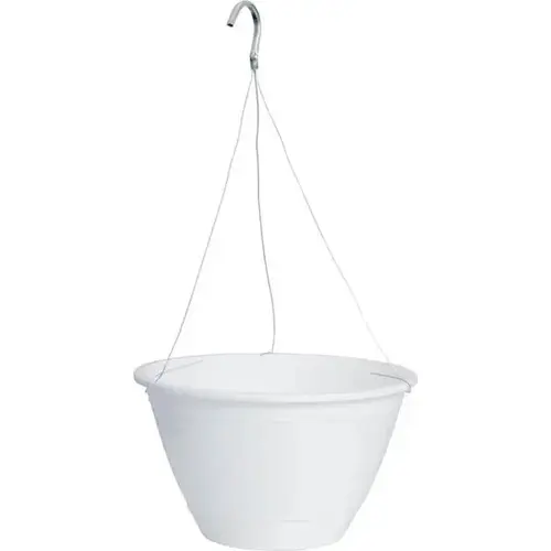 PLANTING BASKET 8" WHITE 112000 PLASTIC W/ WIRE HANGER