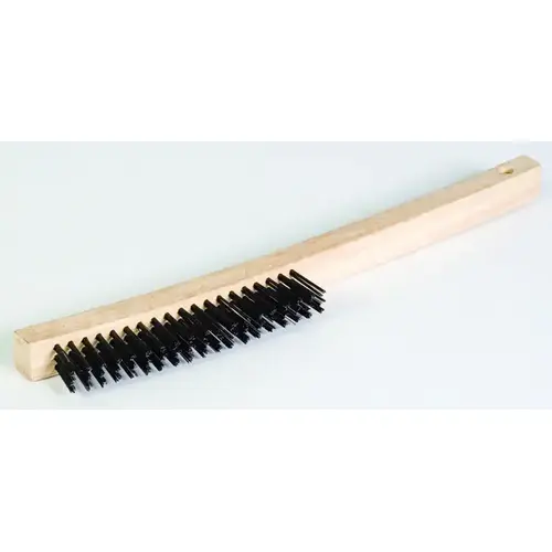 Wire Scratch Brush Steel Wire Bristles 3x19 with 14" Curved Wood Handle Wire Scratch Brush Steel Wire Bristles 3x19 with 14" Curved Wood Handle