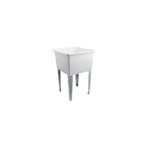 Laundry Tub, 21 Gallon, White, with Steel Legs Laundry Tub, 21 Gallon, White, with Steel Legs