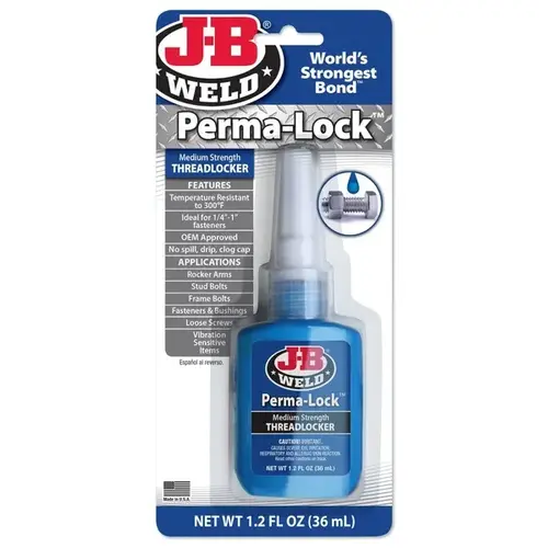 J-B Weld Perma-Lock Threadlocker, 36 mL, Blue J-B Weld Perma-Lock Threadlocker, 36 mL, Blue