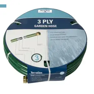 AQUA TECH INDUSTRIES 45825 Garden Hose 3-Ply Light Duty 5/8" x 25ft