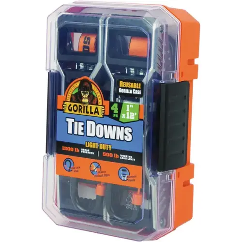 Gorilla Ratchet Straps 1" x 12' - 1500 lbs. w/ Aluminum Handles