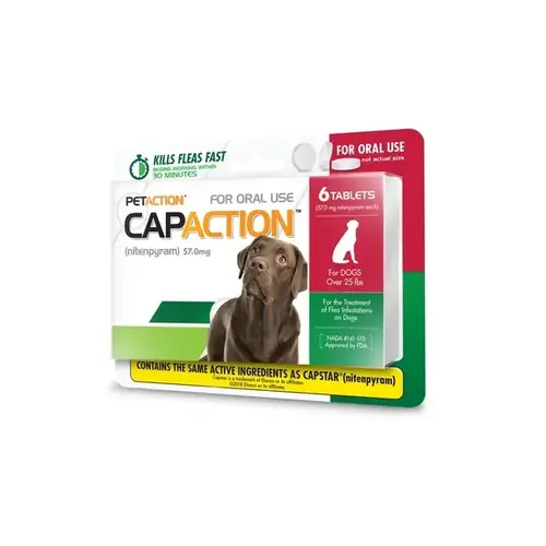 CapAction Flea Tablets for Dogs Over 25lbs 6-Tablets