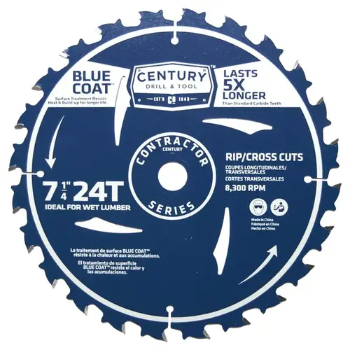 Century Tools 7-1/4" 24T Thin KERF Combination Circular Saw Blade Century Tools 7-1/4" 24T Thin KERF Combination Circular Saw Blade