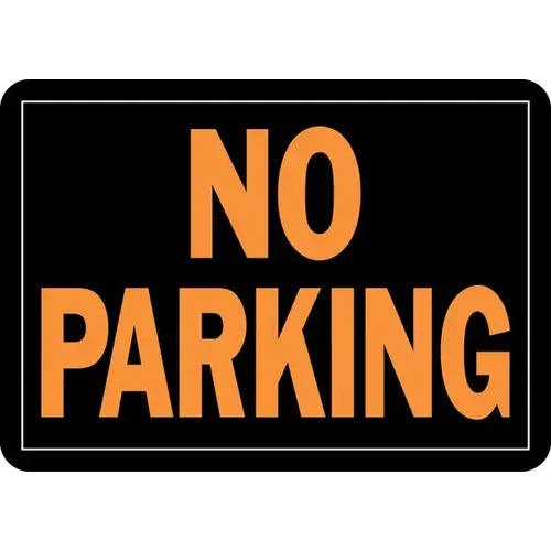 Hy-Glo Series Identification Sign, Rectangular, NO PARKING, Fluorescent Orange Legend, Black Background Hy-Glo Series Identification Sign, Rectangular, NO PARKING, Fluorescent Orange Legend, Black Background