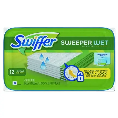 Sweeper Wet Mop Pad Refills with Open Window Fresh Scent White - pack of 12