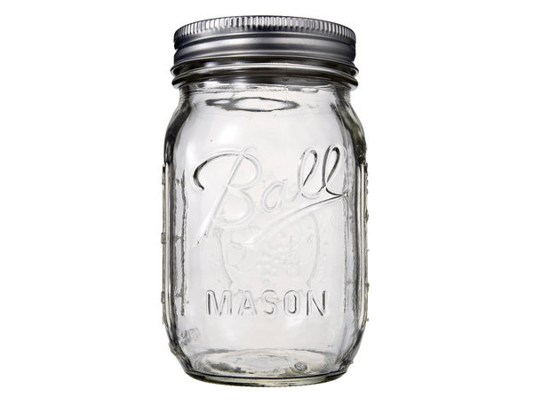 Ball 61000-XCP12 Canning Jar, 16 oz Capacity, Glass, Silver Cap/Lid Clear - pack of 12