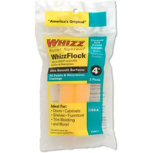 Paint Roller Cover, 4 in L, Flock Cover Yellow