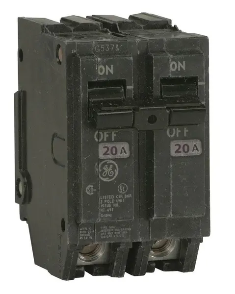General Electric Feeder Circuit Breaker Type THQL 20 A 2 -Pole 120/240 V Plug Mounting Black THQL2120