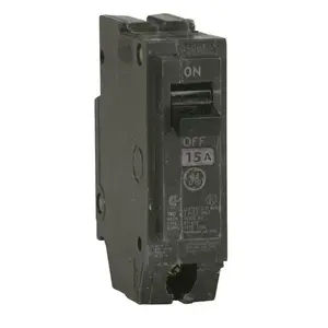 General Electric THQL1115 Feeder Circuit Breaker, Type THQL, 15 A, 1 -Pole, 120/240 V, Plug Mounting Black