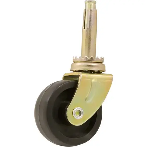 1-1/4" Light-Duty Furniture Caster w/ Plastic Wheel & Stem, Black/Brass